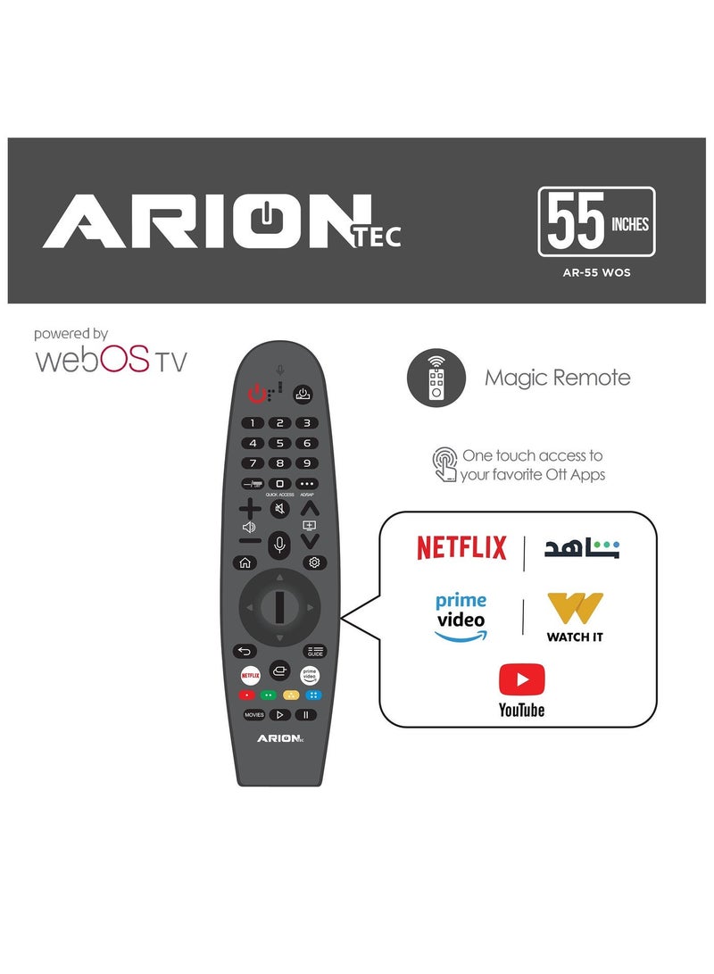 Arion 55-Inch 4K UHD Smart QLED TV Built-in Receiver  – WebOS, ThinQ AI, Dolby Audio, HDR, Frameless Design, Bluetooth, Wi-Fi & Magic Remote Support – AR-55WOS - Image 5